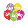 Lateksowe kolorowe Balony z cyframi: 60, 12" - 30 cm./ 5 szt.
