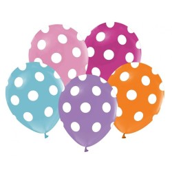 Lateksowe kolorowe Balony Grochy, 12" - 30 cm./ 5 szt.