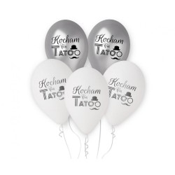 Lateksowe Balony Kocham Cię Tato (srebrne, białe), 12" - 30 cm./ 5 szt.