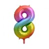Balon foliowy kolorowy Cyfra 8, tęczowa, 33,5" - 85 cm / 1 szt