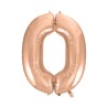 Balon foliowy różowo złote Cyfra 0, 36"- 92 cm / 1 szt