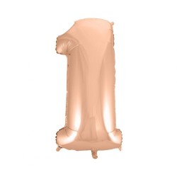 Balon foliowy różowo złote Cyfra 1, 36"- 92 cm / 1 szt
