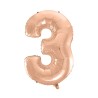 Balon foliowy różowo złote Cyfra 3, 36"- 92 cm / 1 szt