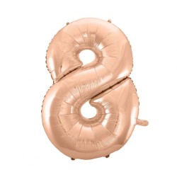 Balon foliowy różowo złote Cyfra 8, 36"- 92 cm / 1 szt