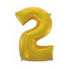 Balon foliowy złoty matowy Cyfra 2, 36"-92 cm / 1szt