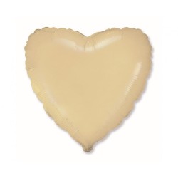 Balon foliowy beżowy w kształcie serca, 18"- 46 cm /1szt