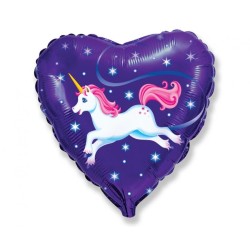 Foliowe Balony fioletowe z nadr. Jednorożec . 18" - 46 cm / 1 szt.