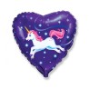 Foliowe Balony fioletowe z nadr. Jednorożec . 18" - 46 cm / 1 szt.