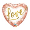 Wielokolorwy w kształcie serca  Balon foliowy 18" QL HRT "Love Rose Gold Glitter Dots"
