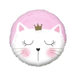 Foliowy Balony różowe z nadru. Kotek 18" - 46 cm / 1 szt.