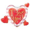 Wielokolorwy w kształcie serca Balon foliowy 37" QL SHP "I Love You" serca, różowo-białe paski