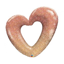 Foliowe w kształcie serca Balon 42" QL SHP "Różowo-złote Serce" Brokat Ombre