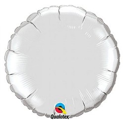 Foliowy srebrny Balon okrągły 9" QL CIR - 1 szt.