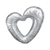 Srebrny Balon foliowy 42" QL SHP "Marmurowe Serce" w kształcie serca, 1 szt.
