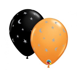 Klasyczne lateksowe Balony QL 11" z nadr. "Księżyce i gwiazdy", 25 szt.