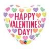 Wielokolorowy Balon foliowy 18" QL HRT "Happy Valentine's Day" kolorowe serca 1 szt.