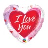 Wielokolorowy Balon foliowy 18" QL HRT "I Love You" rysunkowe serca 1 szt.