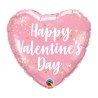 Balon foliowy 18" QL HRT "Happy Valentine's Day" różowy w serduszka 1 szt.