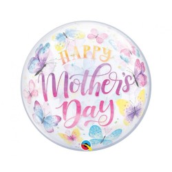 Foliowe Balony kolorowe z napis. "Happy Mother's Day " (Butterflies). 22" - 56 cm / 1 szt. -