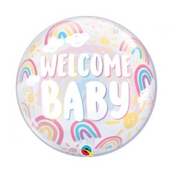 Foliowe Balony kolorowe z napis. "Welcome Baby". 22" - 56 cm / 1 szt.