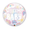 Foliowe Balony kolorowe z napis. "Welcome Baby". 22" - 56 cm / 1 szt.