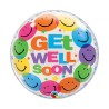 Foliowe Balony kolorowe z napis. "Get Well Soon" (Smile Faces). 22" - 56 cm / 1 szt.