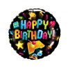 Foliowe Balony kolorowe z napis. "Happy Birthday" (Gaming). 18" - 46 cm / 1 szt.
