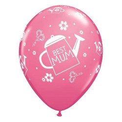 Lateksowe Balony różowy z napis. "Best Mum" 11" - 28 cm / 6 szt.