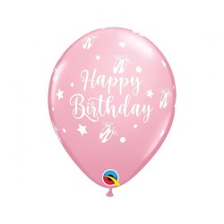 Lateksowe Balony różowe z napis. "Happy Birthday" 11" - 28 cm / 6 szt.