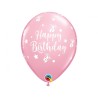 Lateksowe Balony różowe z napis. "Happy Birthday" 11" - 28 cm / 6 szt.