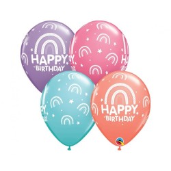 Lateksowe Balony kolorowe z napis. "Happy Birthday" 11" - 28 cm / 25 szt.