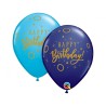 Lateksowe Balony granatowy i niebieski z napis. "Happy Birthday" 11" - 28 cm / 25 szt.