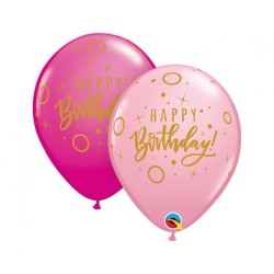 Lateksowe Balony różowy i magenta z napis. "Happy Birthday" 11" - 28 cm / 25 szt.