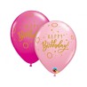 Lateksowe Balony różowy i magenta z napis. "Happy Birthday" 11" - 28 cm / 25 szt.