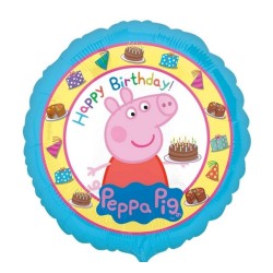 Foliowe Balony kolorowe z napis. "Peppa Pig Happy Birthday". 18" - 46 cm / 1 szt.