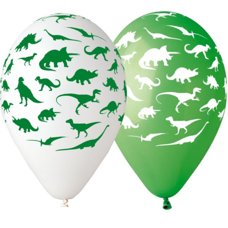 Lateksowe kolorowe balony w dinozaury, 12” - 30 cm. 5 szt.