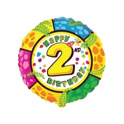 Foliowy balon kolorowy  "Happy Birthday - 2", 18" - 46 cm. 1 szt. (pakowany)