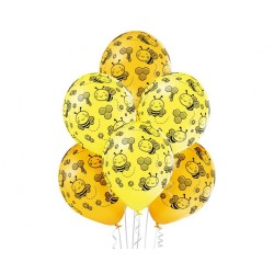 Lateksowe Balony D11 Bees - Pszczółki 12" - 30 cm., 6 szt.