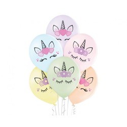 Lateksowe kolorowe Balony D11 Unicorn Heads - jednorożce, 6 szt. 12" - 30 cm. 6 szt.