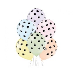 Lateksowe różnokolorowe Balony D11 Paws - ślady łapek 12" - 30 cm. 6 szt.