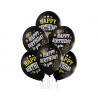 Lateksowe czarne Balony D11 Happy Birthday 12" - 30 cm. 6 szt.