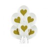 Lateksowe Balony D11 038 NADRUKIEM ZŁOTYCH SERC 12" - 30 cm. 6 szt.