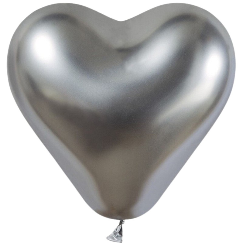 Lateksowe balony w kształcie serca Balony CRB12 shiny 12 cali - srebrne/ 25 szt.