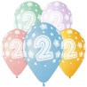 Lateksowe kolorowe balony urodzinowe cyfra 2 , 13" - 30 cm.  5 szt.