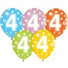 Lateksowe kolorowe balony urodzinowe cyfra 4 , 13" - 30 cm.  5 szt.