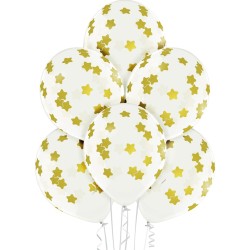 Lateksowe przezroczyste Balony D11 Stars - Gwiazdki 6 szt. 12"- 30 cm.