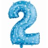 Balon foliowy niebieski Cyfra 2 w gwiazdy, 24"- 61 cm /1szt