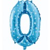Balon foliowy niebieski Cyfra 0 w gwiazdy, 24"- 61 cm /1szt