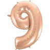 Balon foliowy różowo złote Cyfra 9, 36"- 92 cm / 1 szt