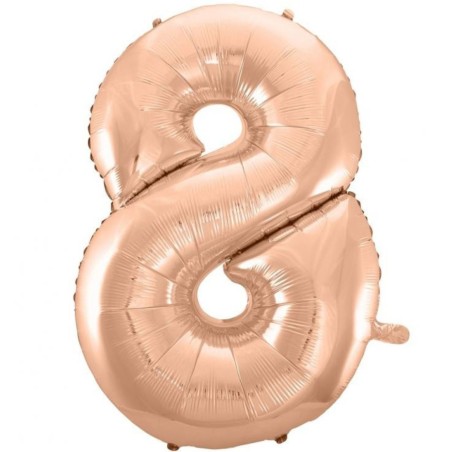 Balon foliowy różowo złote Cyfra 8, 36"- 92 cm / 1 szt